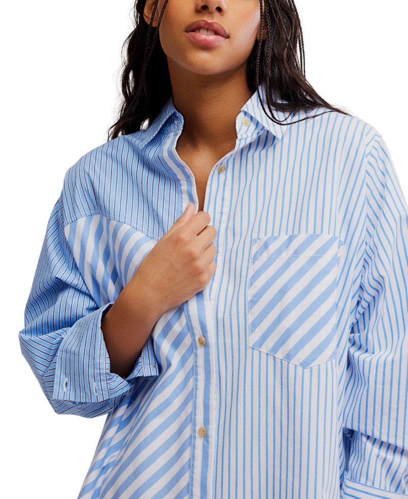Women's Oxford Club Collared Neck Mini Shirt-Dress