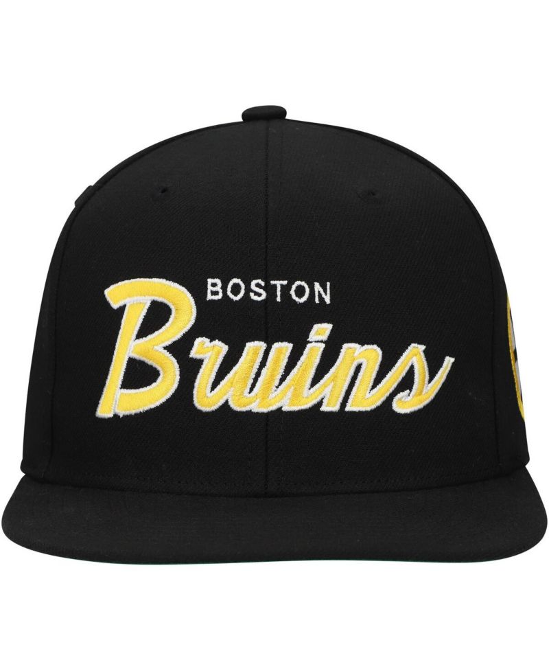 Men's Black Boston Bruins Core Team Script 2.0 Snapback Hat