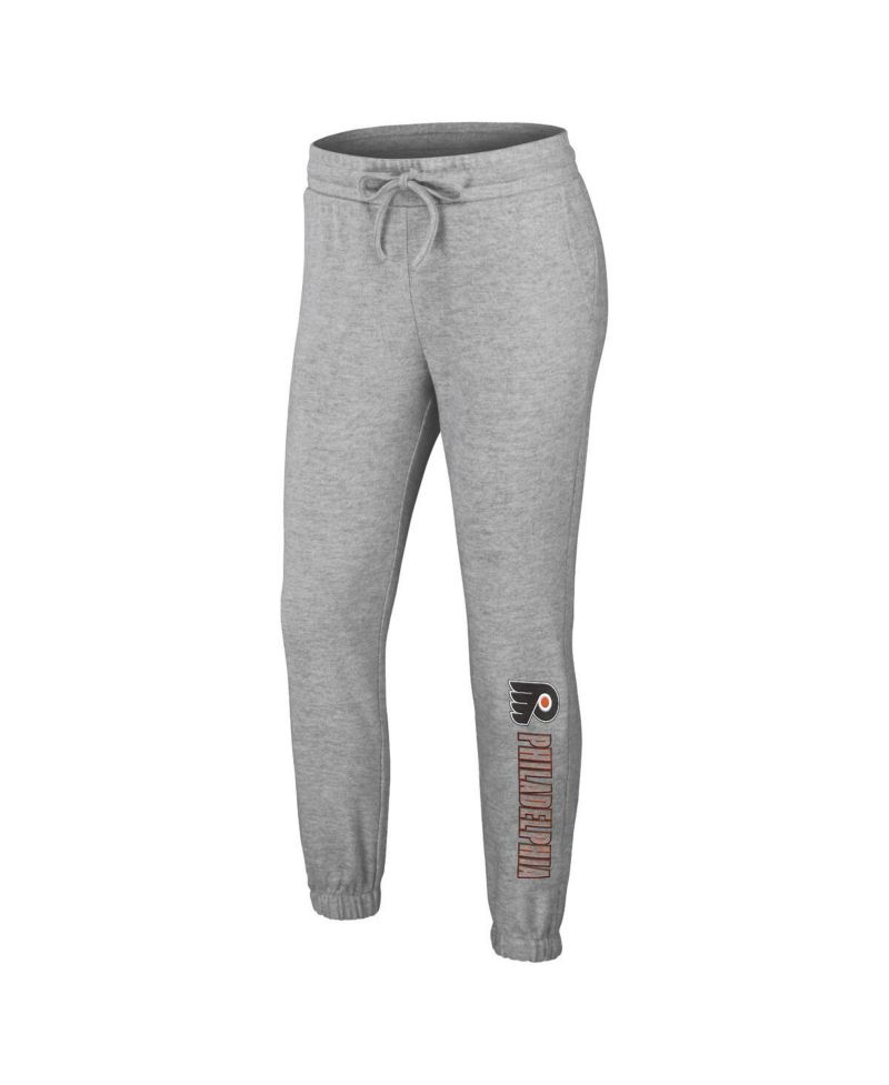 Women's Heather Gray Philadelphia Flyers Knit Long Sleeve Tri-Blend T-shirt and Pants Sleep Set