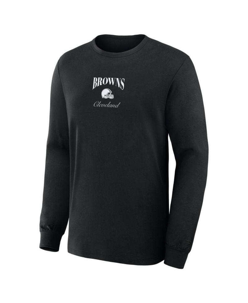 Men's Cleveland Browns Midnight Falls Classic Fit Rib-Knit Cuffs Crewneck Long Sleeve T-Shirt
