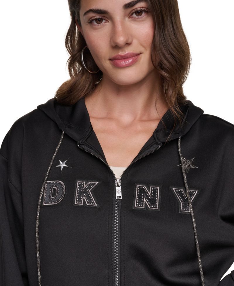Women's Pins and Patches Full-Zip Hoodie Sweatshirt