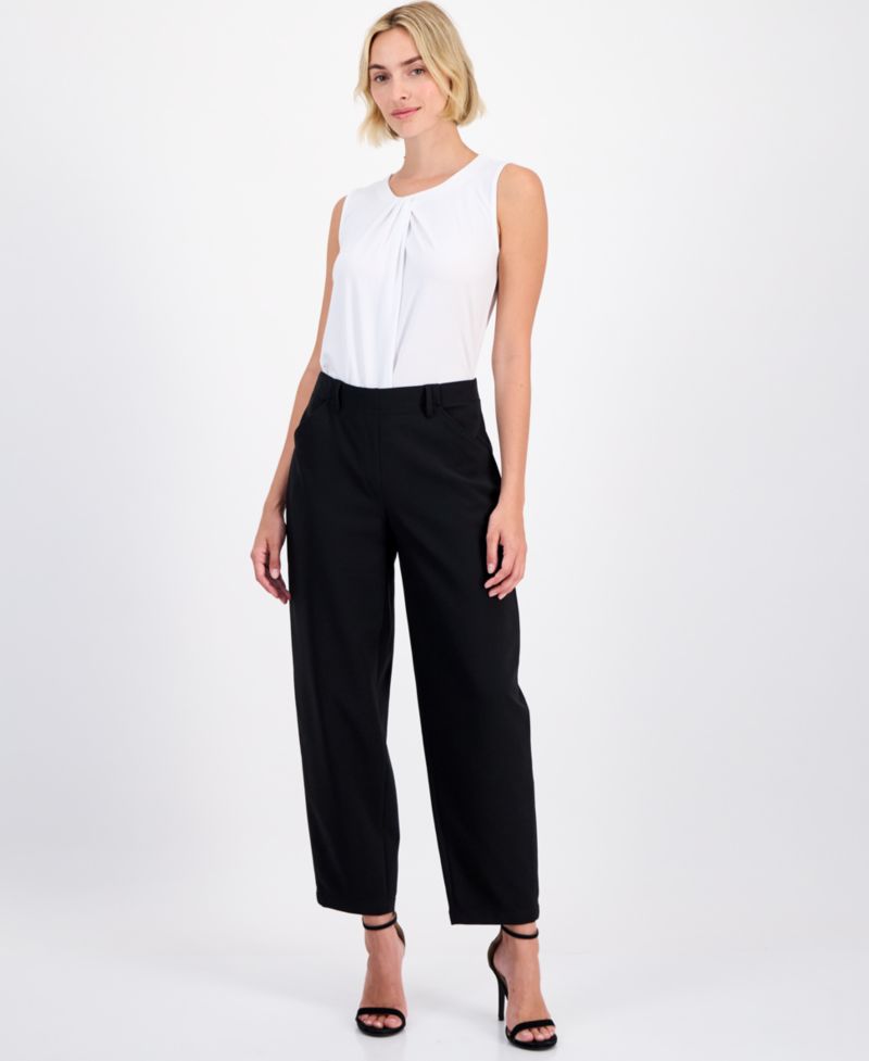 Petite Mid-Rise Barrel-Leg Pants