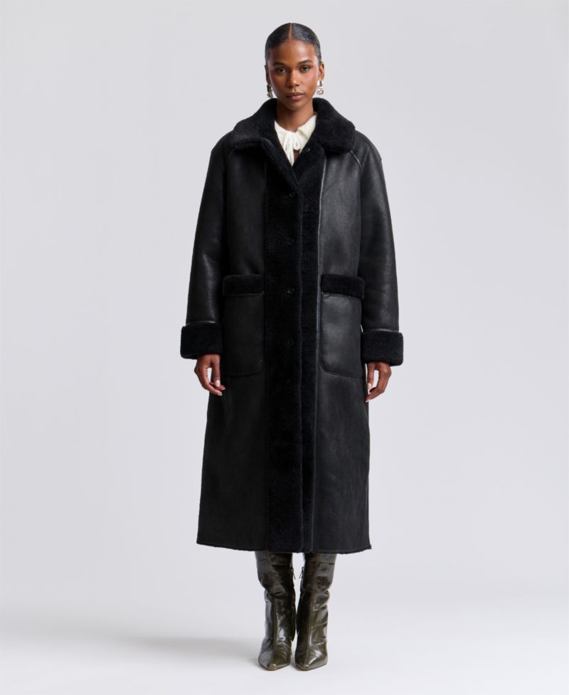 Women's Reversible Faux Shearling Maxi Coat