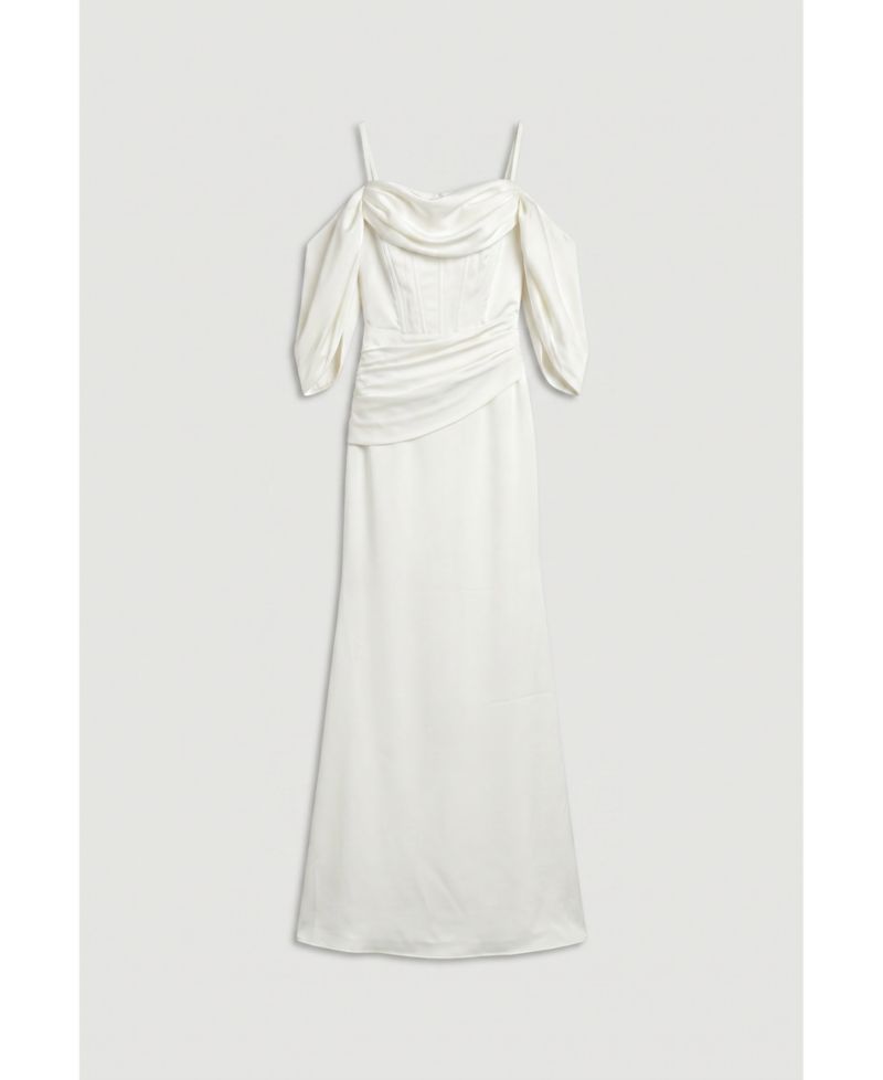 Women's Cowl Neck Satin Maxi Dress
