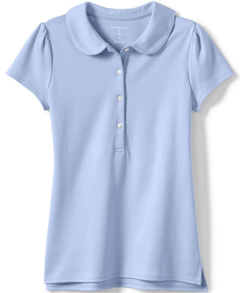 School Uniform Girls Short Sleeve Peter Pan Collar Polo Shirt