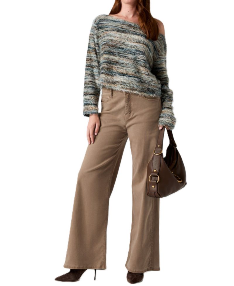 Women's Justina Space-Dye Crop Fuzzy-Knit Boat Neck Sweater