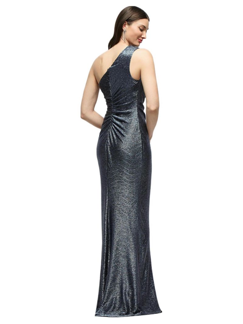 Women's One-Shoulder Soho Metallic Ruched Waist Gown