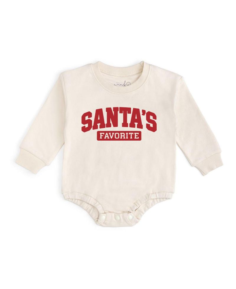 Baby Boys' Santa's Favorite Long-Sleeve Crewneck Christmas Romper