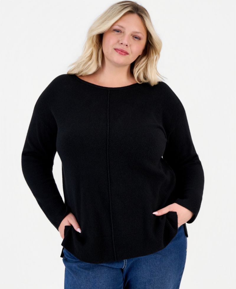 Plus Luxsoft Seamfront Boatneck Tunic Sweater