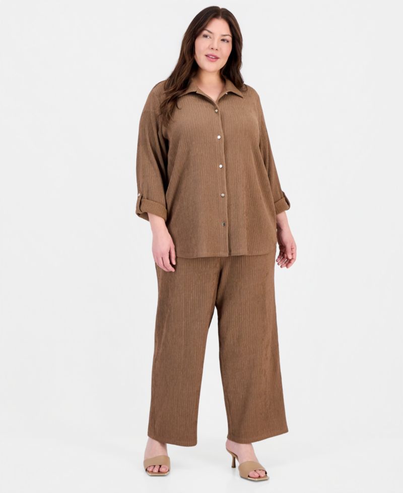 Plus Size Pull-On Wide-Leg Pants