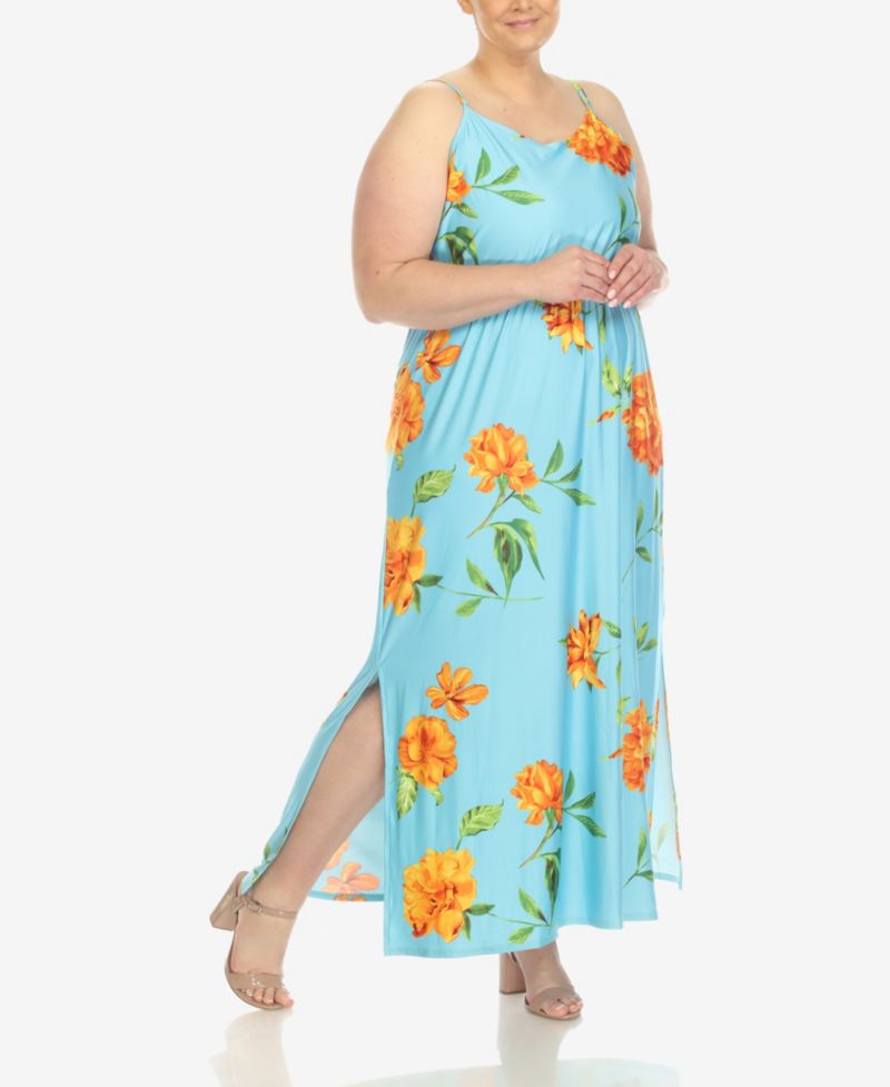 Plus Size Floral Strap Maxi Dress