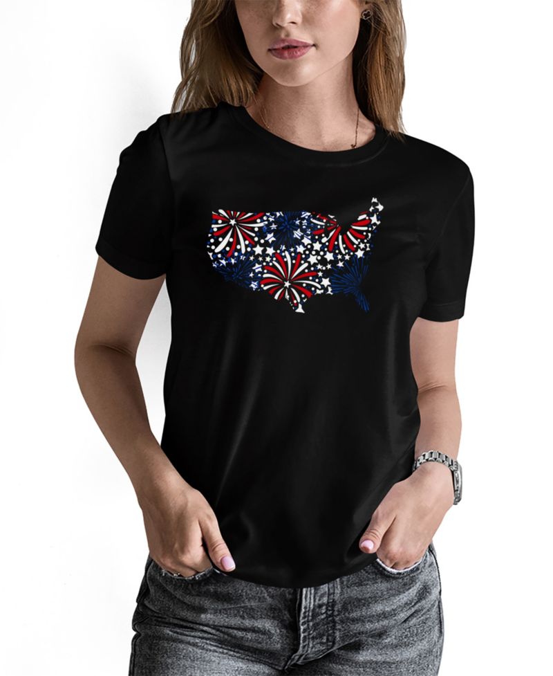 Women's USA Fireworks Word Art Pullover Top