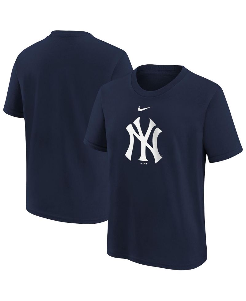 Big Boys and Girls Navy New York Yankees Large Logo T-Shirt
