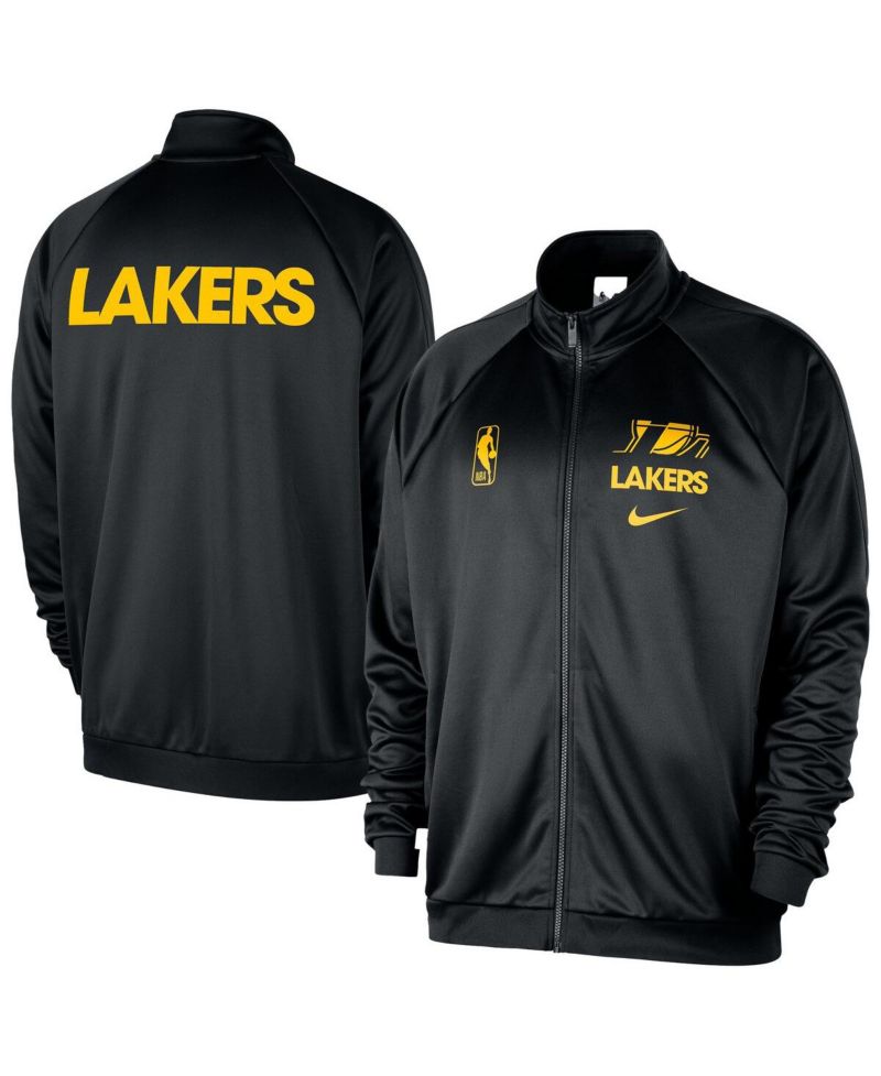 Men's Black Los Angeles Lakers Courtside Pique Club Full-Zip Track Jacket