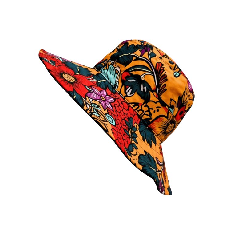 SUNSETTA Wide-Brim Satin-Lined Ankara Sun Hat