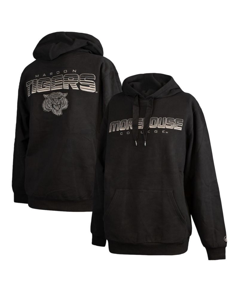 Men's Black Morehouse Maroon Tigers Puff Print Sliced Pullover Hoodie