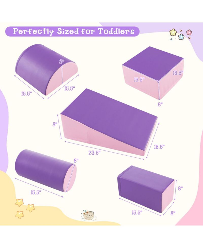 5 PCS Kids Climb and Crawl Activity Playset Soft Foam Block Toddler Play Structure