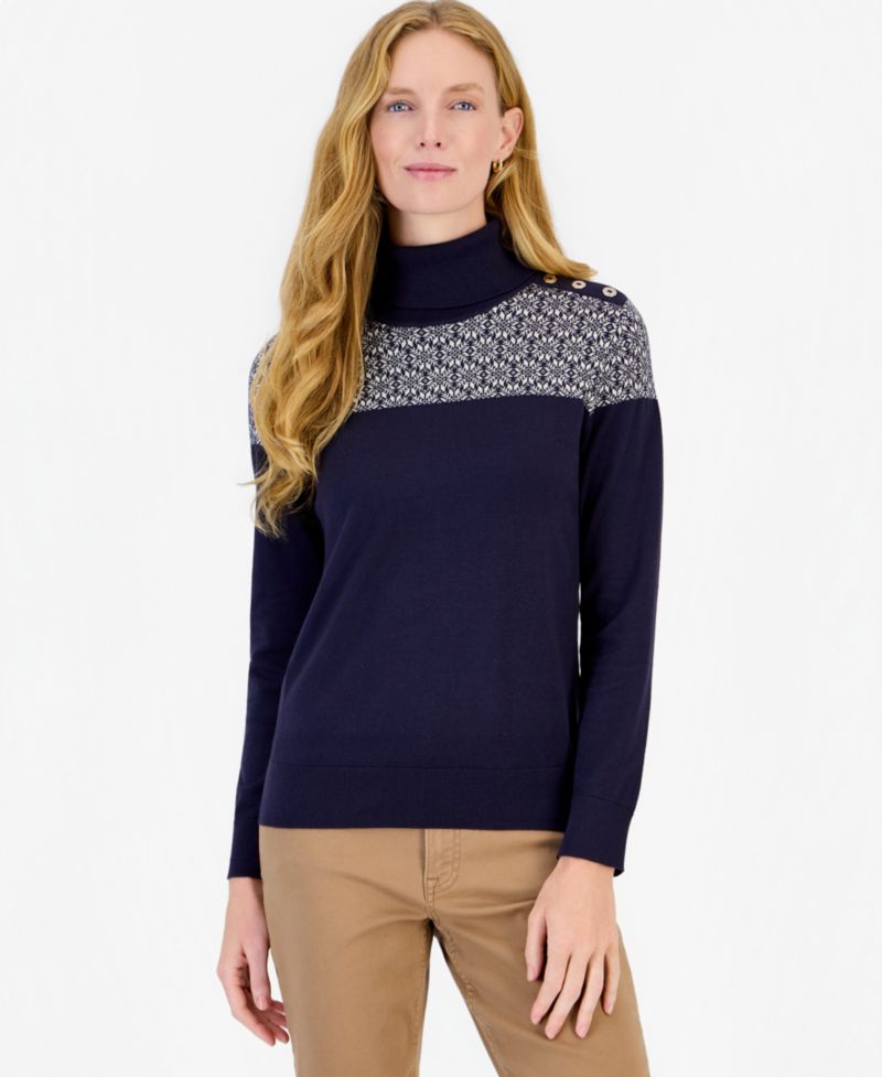 Women's Fair Isle Colorblock Turtleneck Sweater