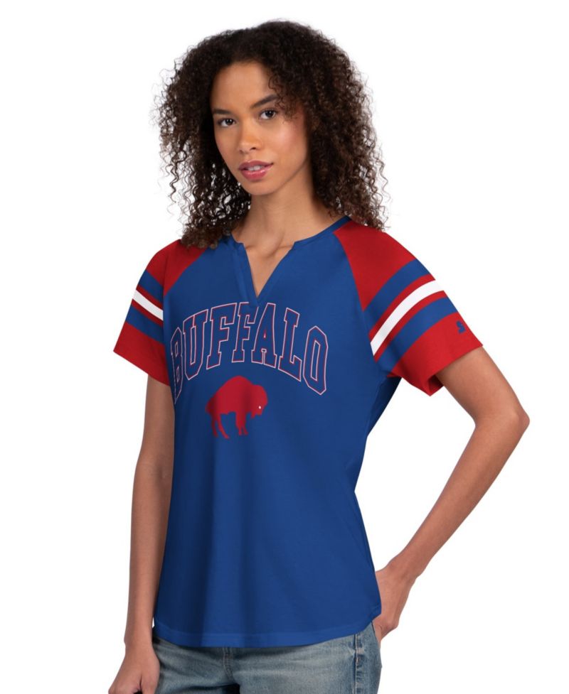 Women's Royal Buffalo Bills Game On Notch Neck Raglan T-Shirt