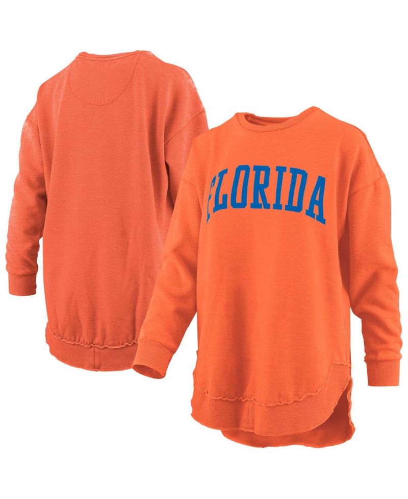 Women's Orange Florida Gators Melange Poncho Vintage Fleece Long Sleeve Pullover Sweatshirt