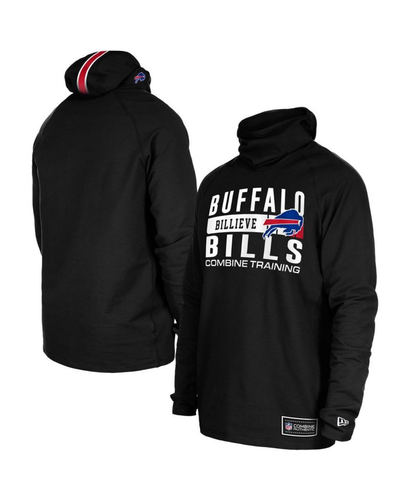 Men's Black Buffalo Bills Functional Fandom Balaclava Helmet Stripe Tri-Blend Hoodie