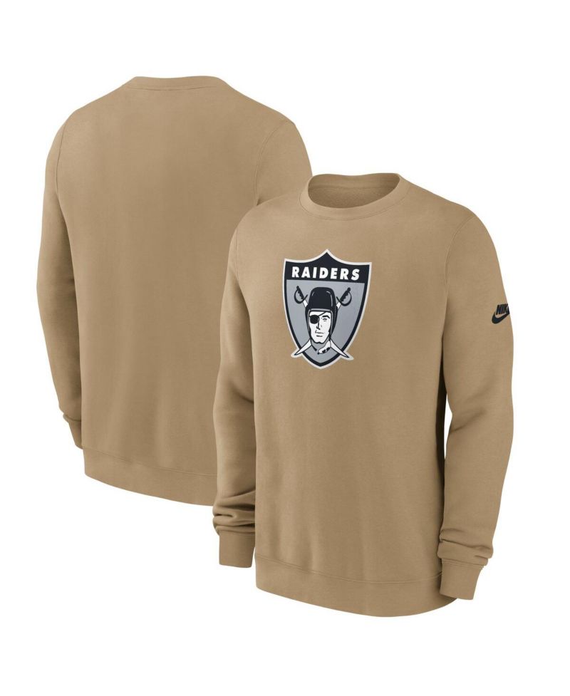 Men's Tan Las Vegas Raiders Swing Pass Rewind Club Pullover Sweatshirt