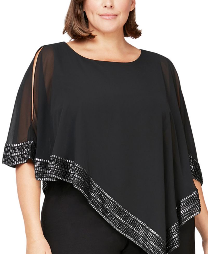 Plus Size Asymmetrical-Overlay Jumpsuit