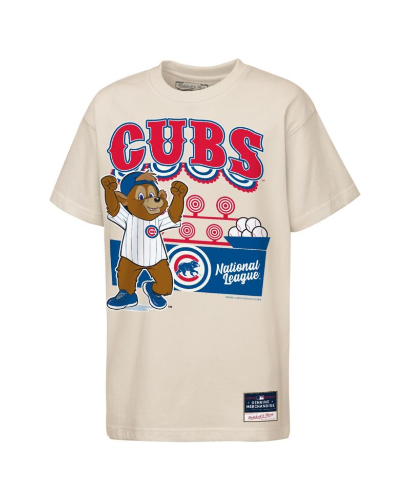 Big Boys and Girls Cream Chicago Cubs Step Back Up Mascot T-Shirt