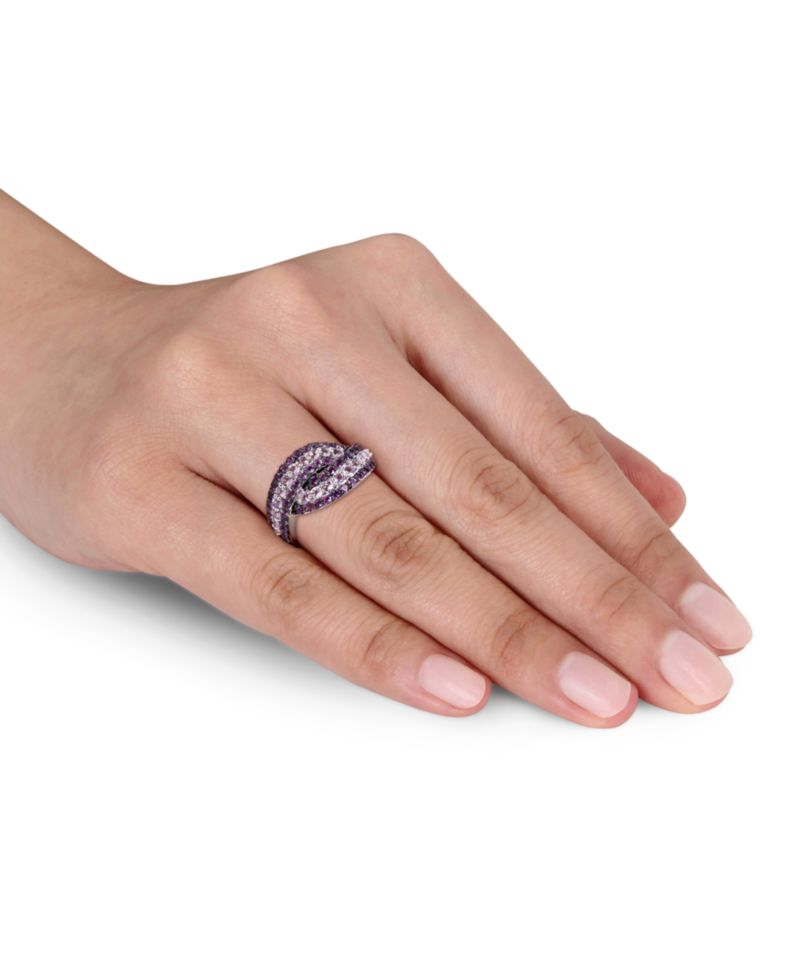 Amethyst (4/5 ct. t.w.) & Rose De France (3/4 ct. t.w.) Swirl Ring in Sterling Silver (Also available in Garnet, Pink Sapphire & Blue Topaz)