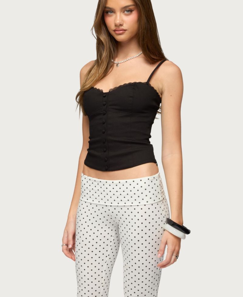 Women's Helenna Button Front Lace Up Top