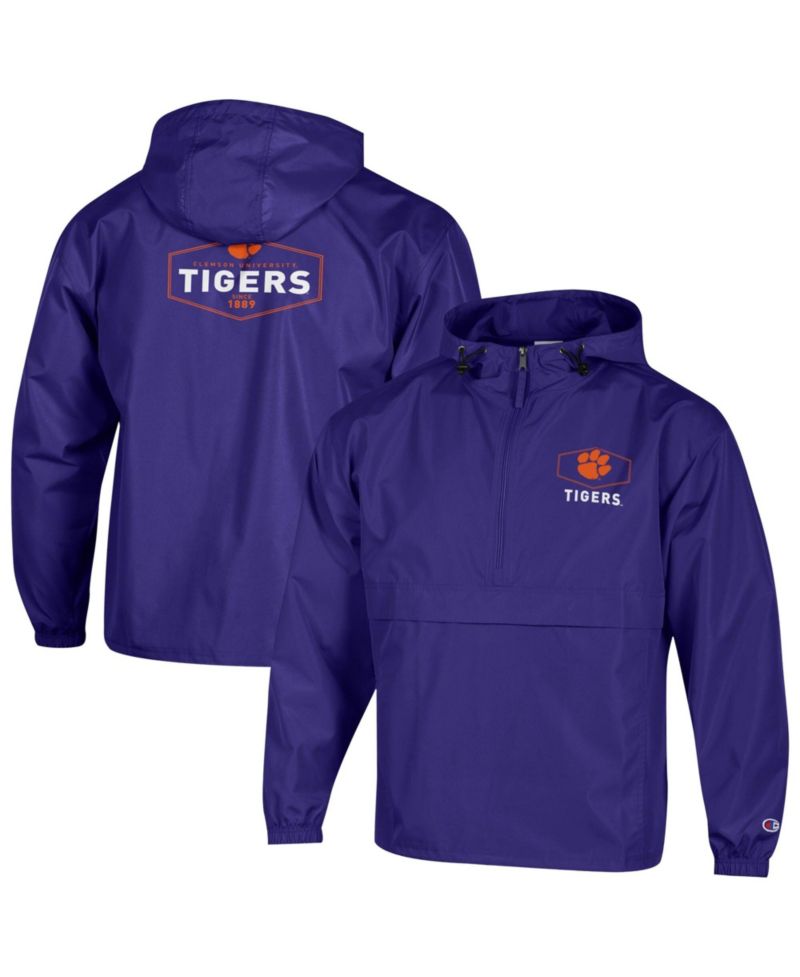 Men's Purple Clemson Tigers Delay Packable Half-Zip Jacket