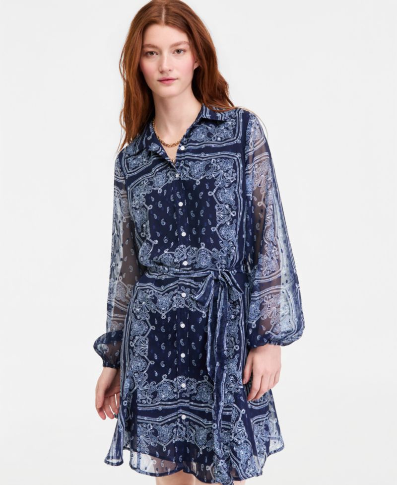 Women's Bandana-Print Tie-belt Shirtdress