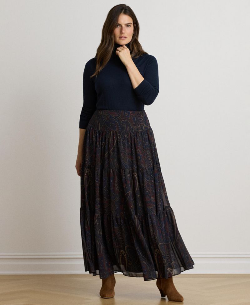 Women's High-Waisted Paisley Maxi Skirt