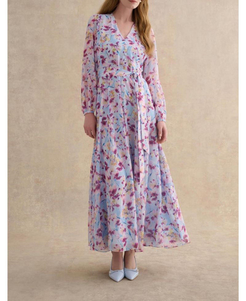 Women's Thea V-Neck Long Sleeve Maxi Dress