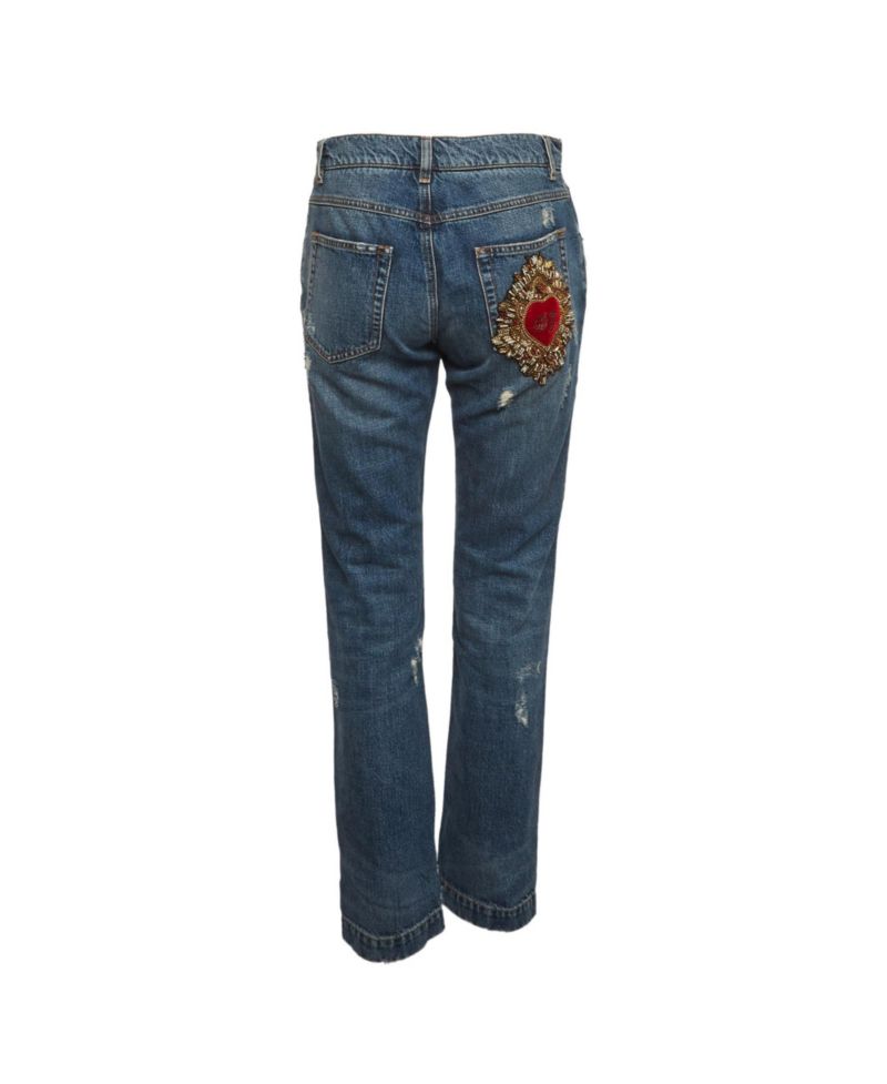 Women's Baroque Heart Straight-Leg Mid-Rise Jeans