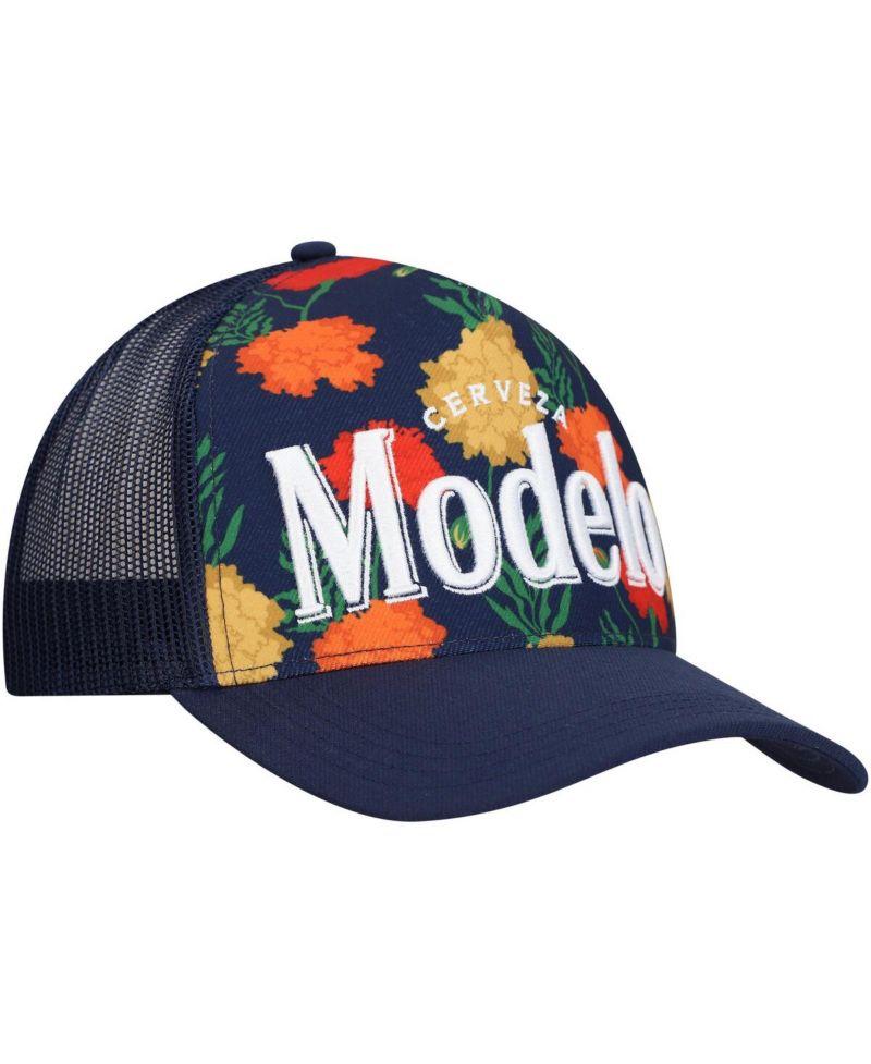 Men's Navy Modelo A-Frame Floral Trucker Adjustable Hat