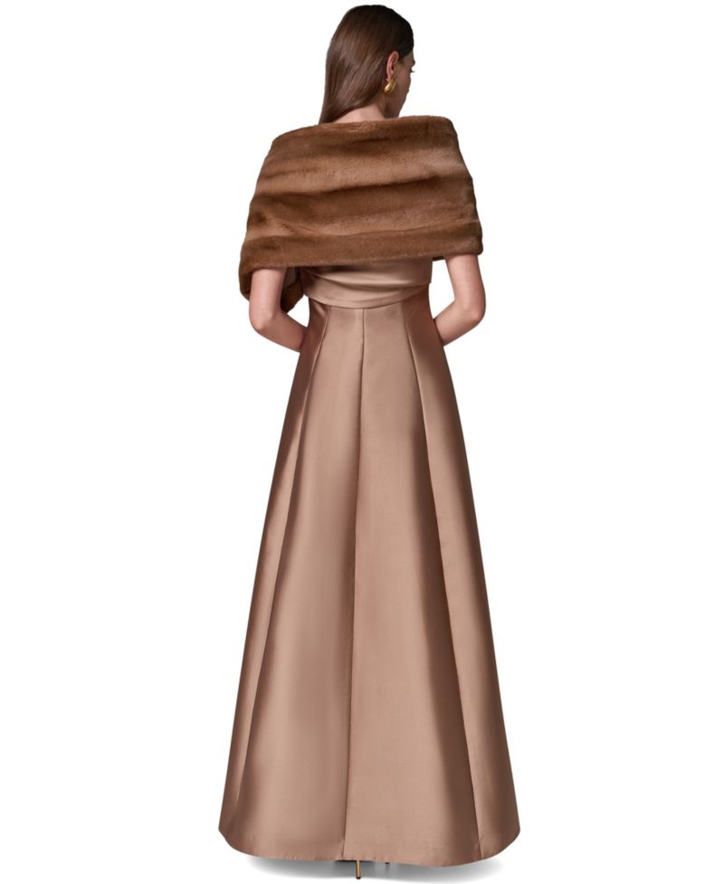 Women's Plush Draped Faux Fur Wrap Shrug