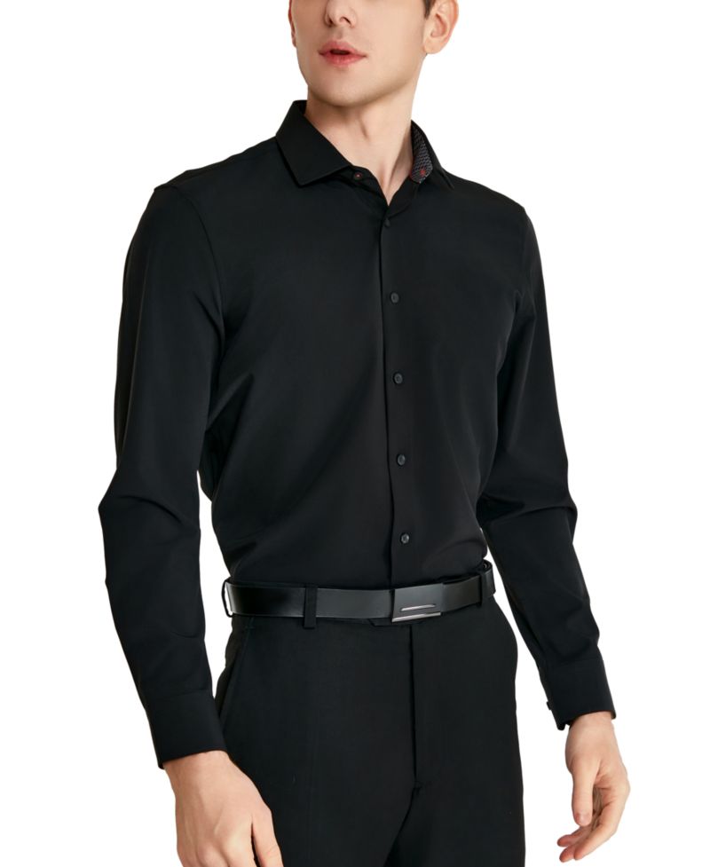 Men's Slim-Fit Solid Poplin Dress Shirt
