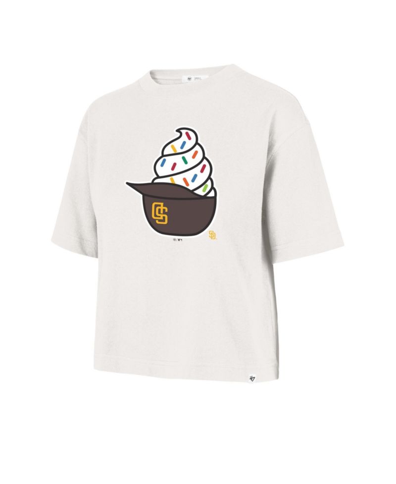 Women's San Diego Padres Ice Cream Helmet Short-Sleeve Screen-Print Graphic T-Shirt
