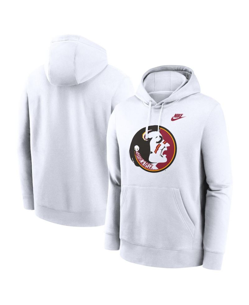 Men's White Florida State Seminoles Legacy Logo Club Fleece Pullover Hoodie