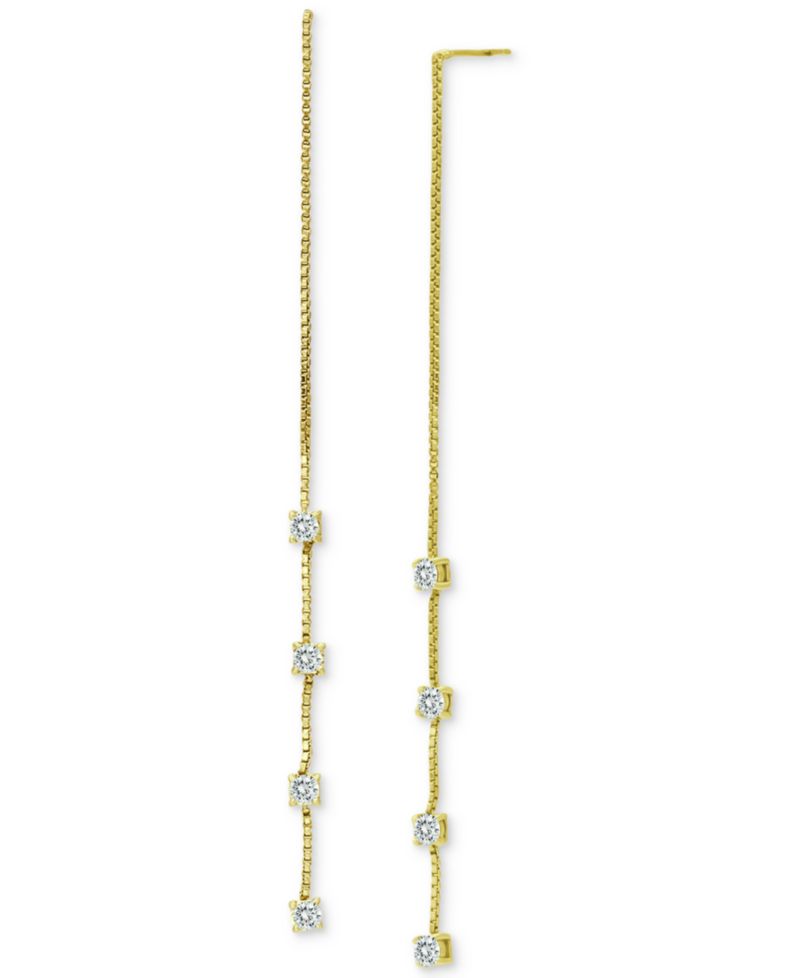 Cubic Zirconia Threader Earrings