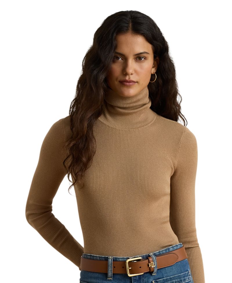Petite Ribbed Slim-Fit Cotton-Blend Turtleneck Sweater