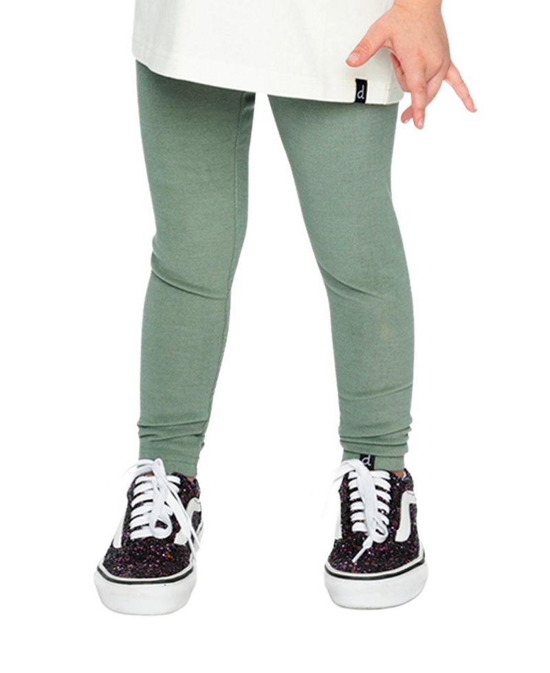 Big Girls Rib Leggings Green Printed