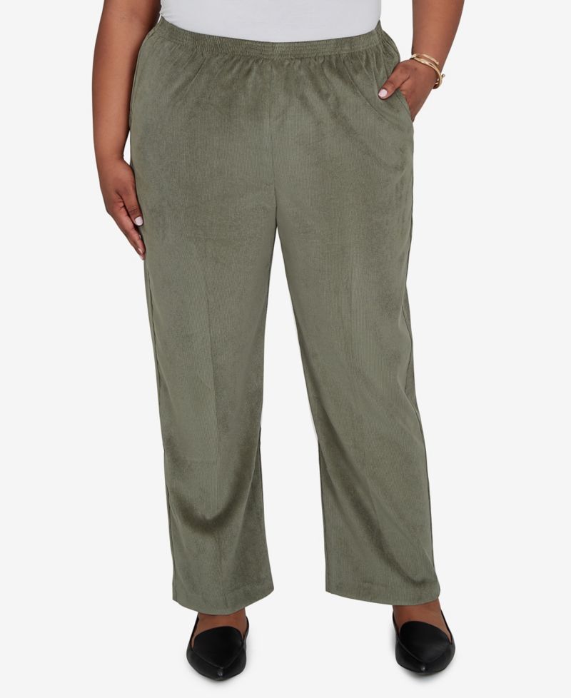 Plus Size Corduroy Elastic Waistband Pants