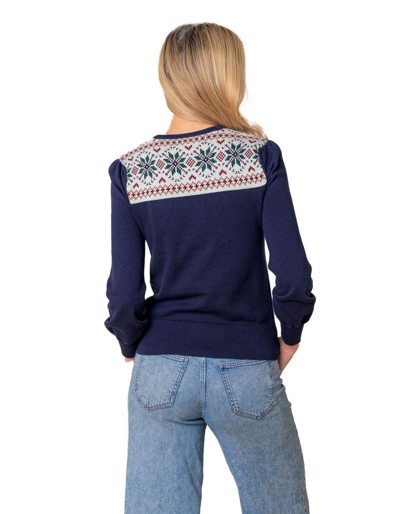 Women's Hope and Henry Organic Fair Isle Puff Sleeve Sweater