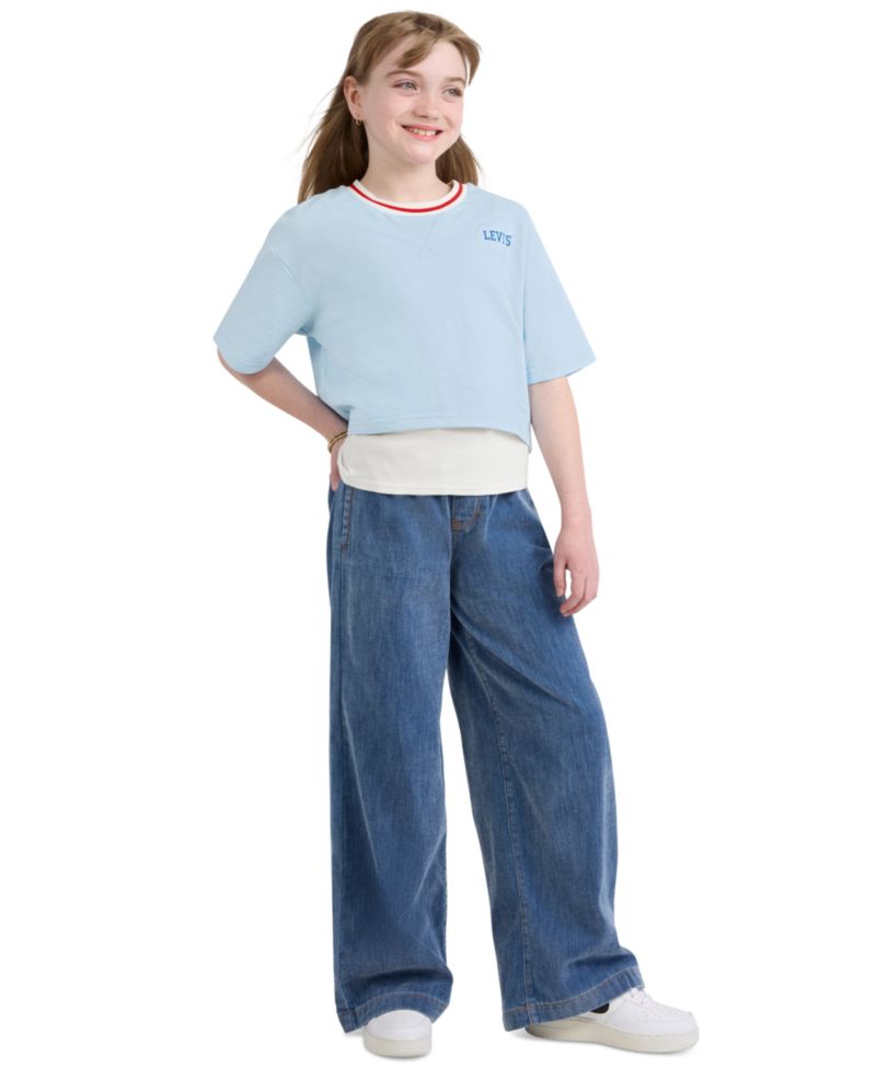 Girls' 7-16 Layered Short-Sleeve T-Shirt
