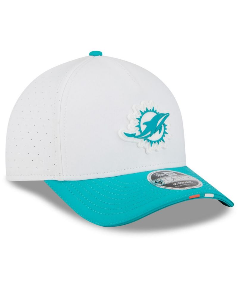 Men's White/Aqua Miami Dolphins 2025 NFL Training Camp A-Frame 9FORTY Adjustable Hat