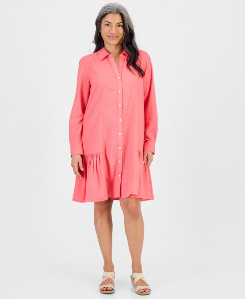 Petite Ruffled-Hem Shirtdress