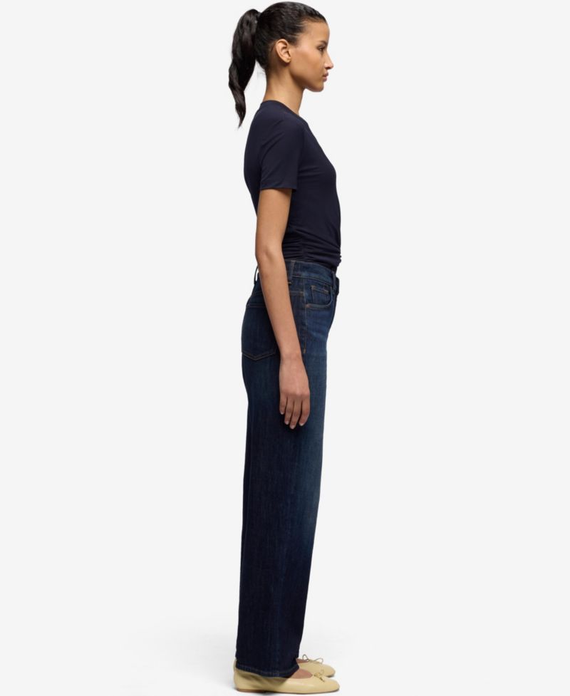 Women's Stovepipe Straight Dark Rinse Mid-Rise Jeans, 32" Inseam