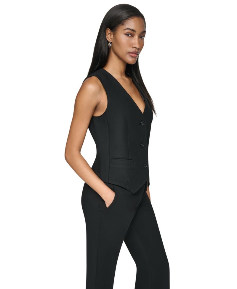 Women's Double Weave V-Neck Fitted Vest